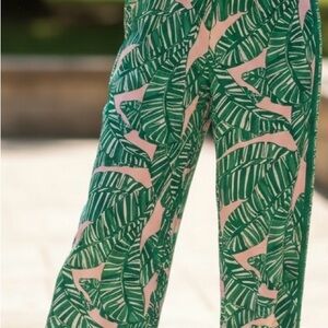 Lilly Pulitzer Green and Pink Wide Leg Pants